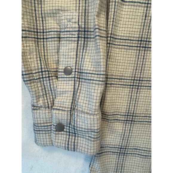 Howler Bros Flannel Western Shirt Beige Tan Gray Plaid Cotton Snap Button XL - Picture 5 of 10